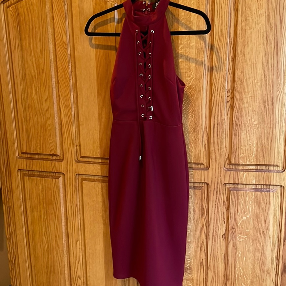 Burgundy Lulu’s Lace-up Dress